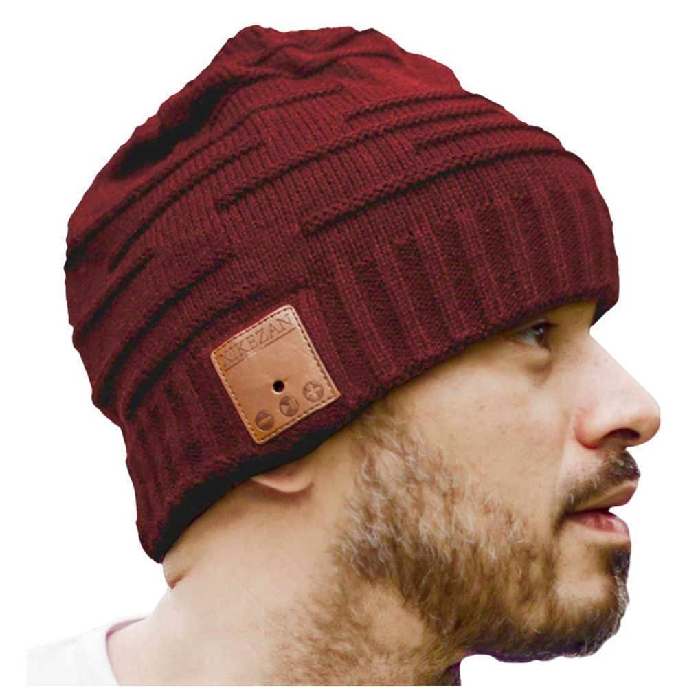 XIKEZAN Unisex Bluetooth Wireless Warm Winter Hat/Beanie Heather Red One Size